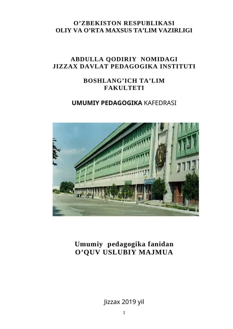 O’QUV USLUBIY MAJMUA