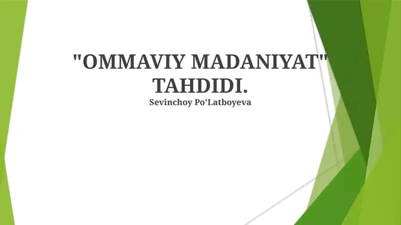 OMMAVIY MADANIYAT TAHDIDI