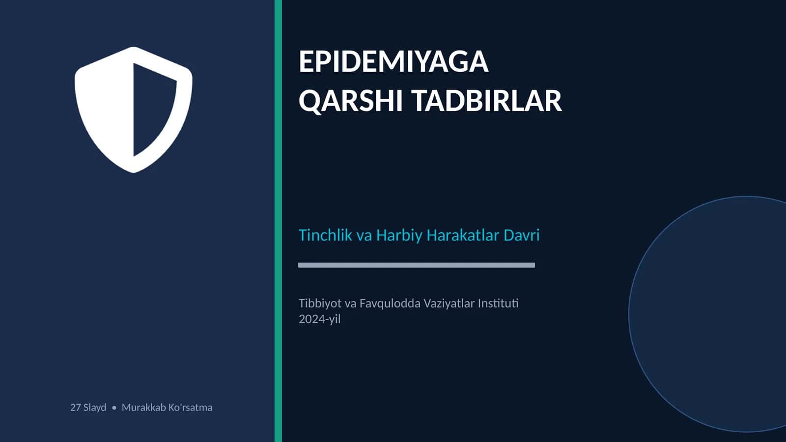Tinchlik va harbiy xarakatlar davrida epidemiyaga qarshi tadbirlar.