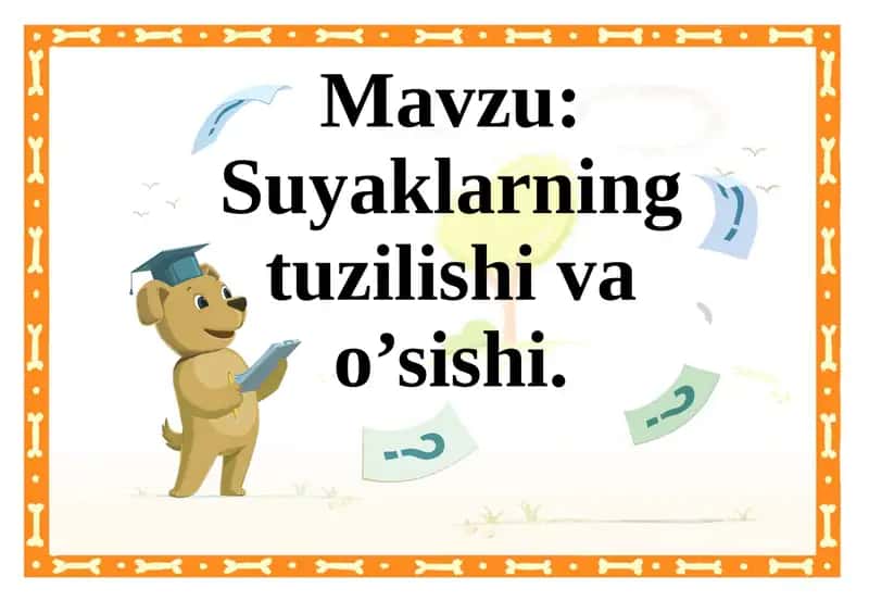 Suyaklarning tuzilishi va o’sishi