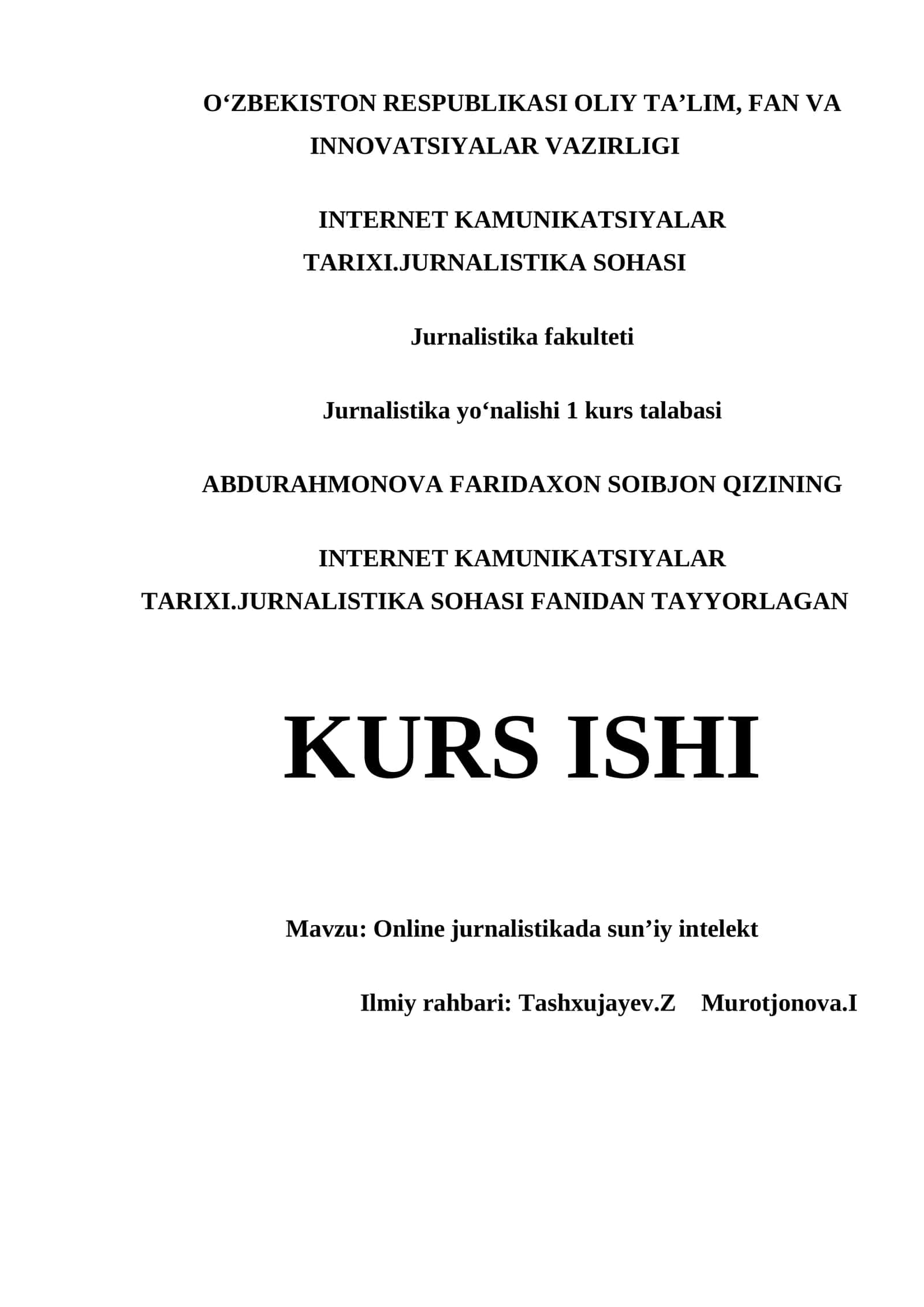 Online jurnalistikada sun’iy intelekt