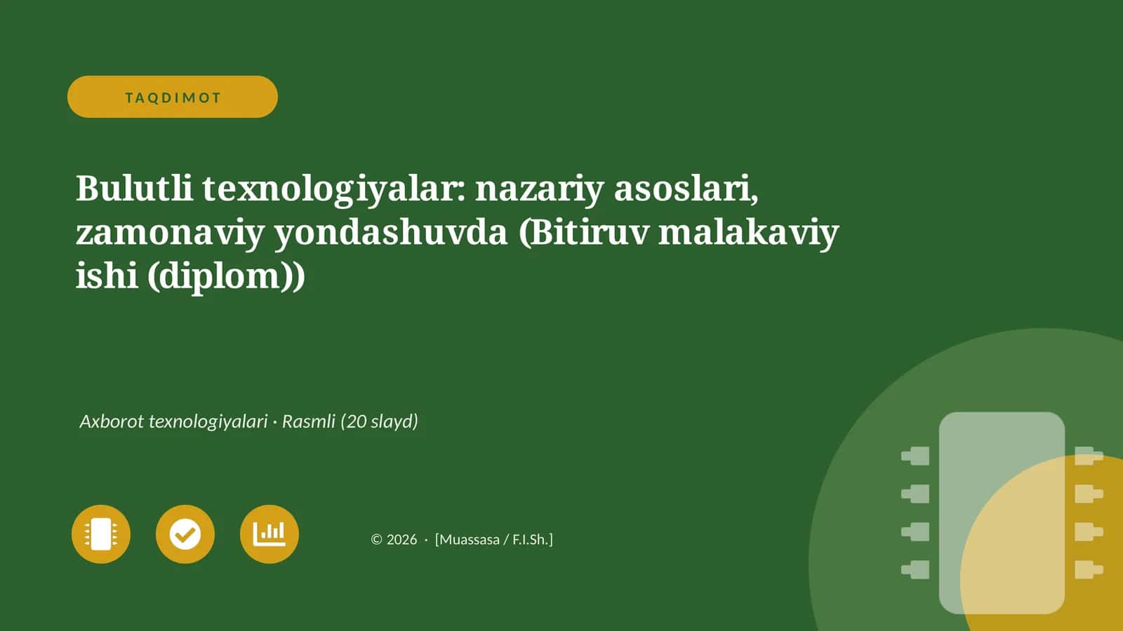 Bulutli texnologiyalar: nazariy asoslari, zamonaviy yondashuvda (Bitiruv malakaviy ishi (diplom))