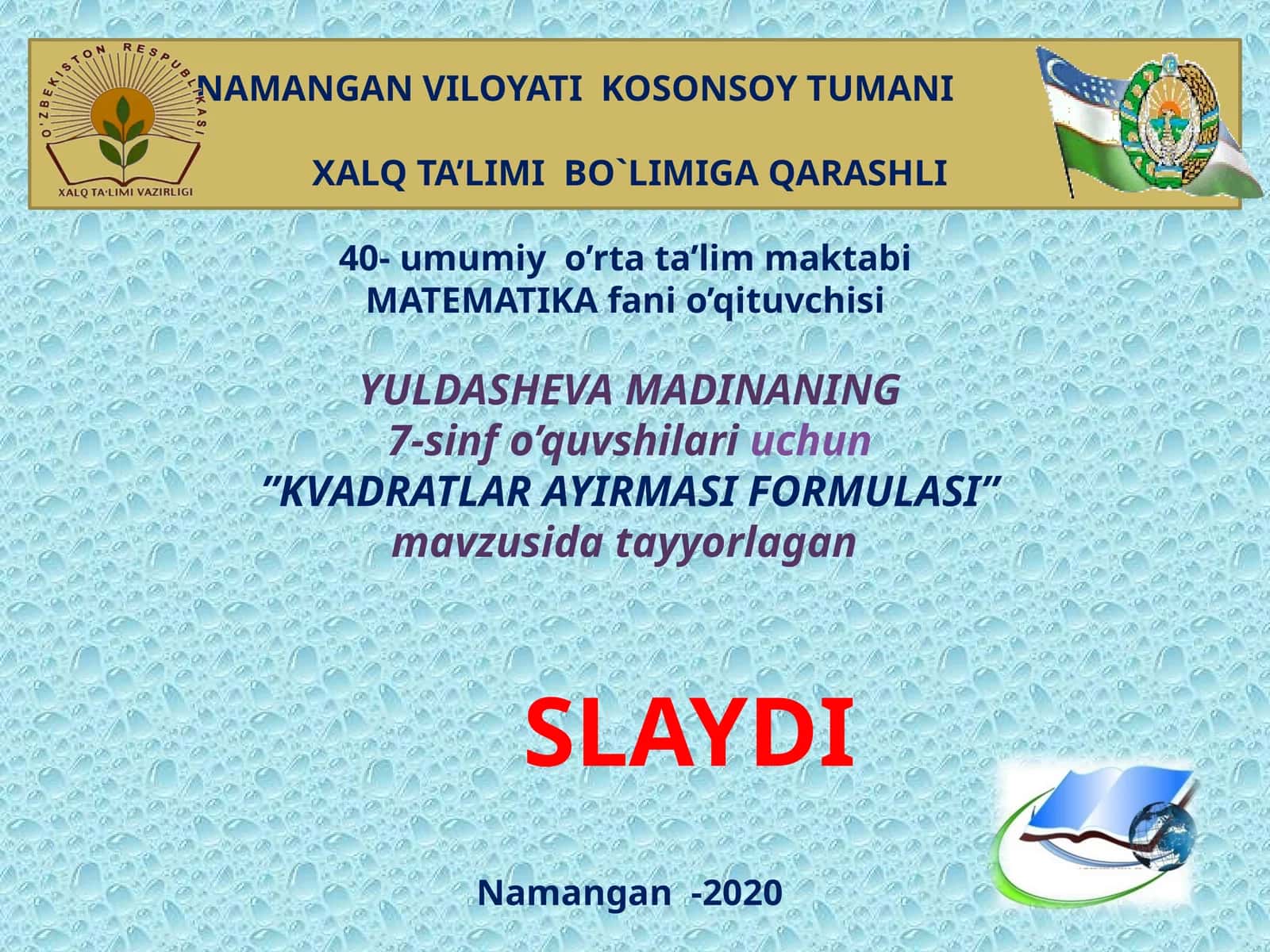 Kvadratlar ayirmasi formulasi