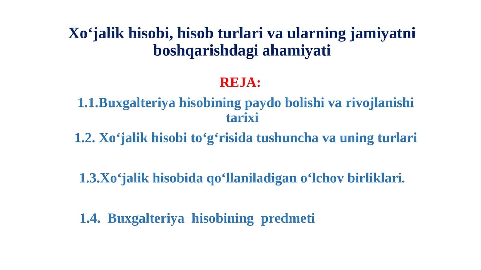 Xo‘jalik hisobi fan sifati