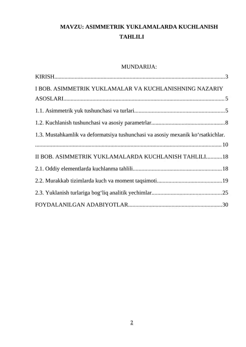 ASIMMETRIK YUKLAMALARDA KUCHLANISH TAHLILI