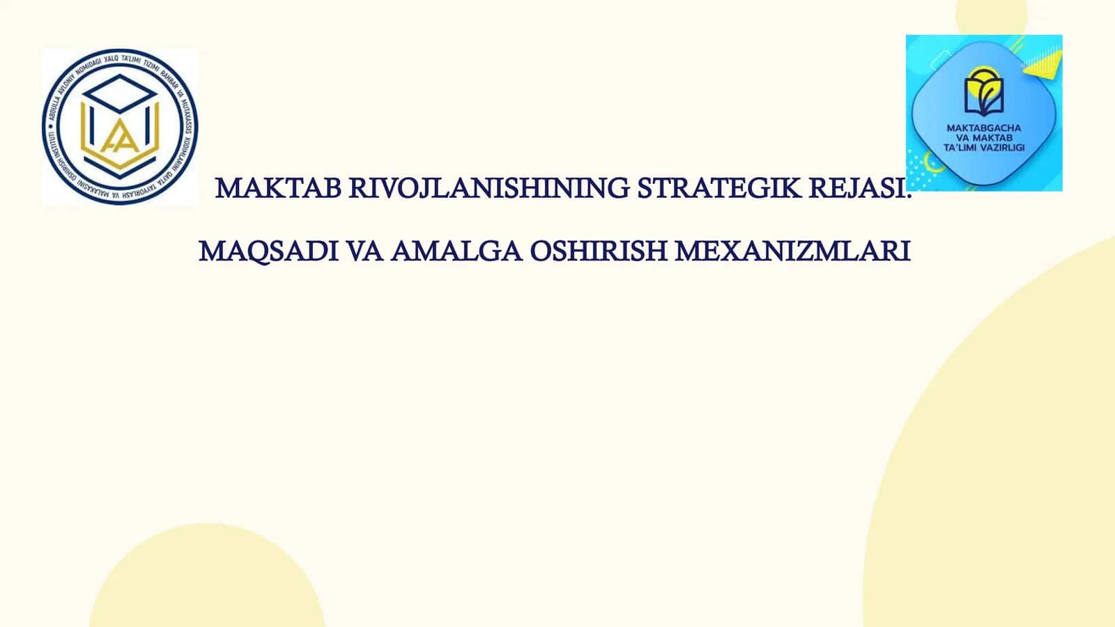 MAKTAB RIVOJLANISHINING STRATEGIK
