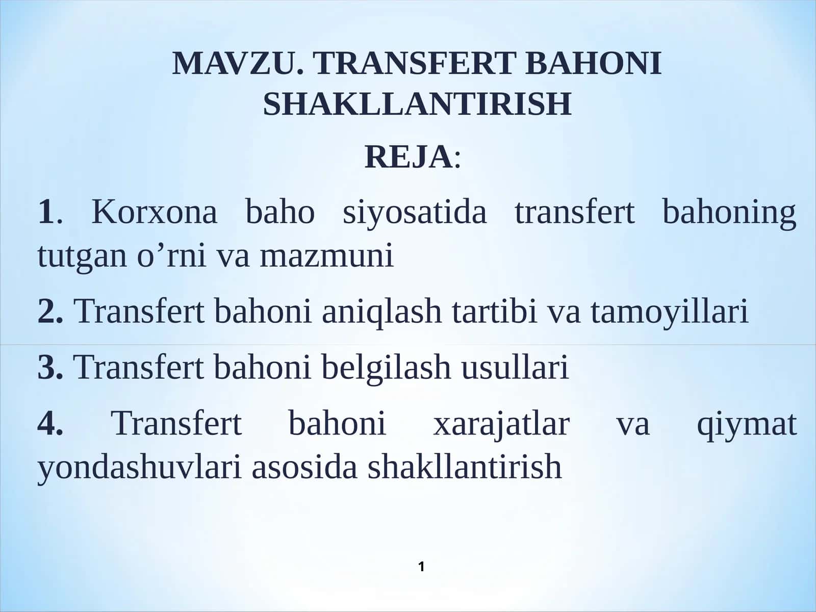 TRANSFERT BAHONI SHAKLLANTIRISH