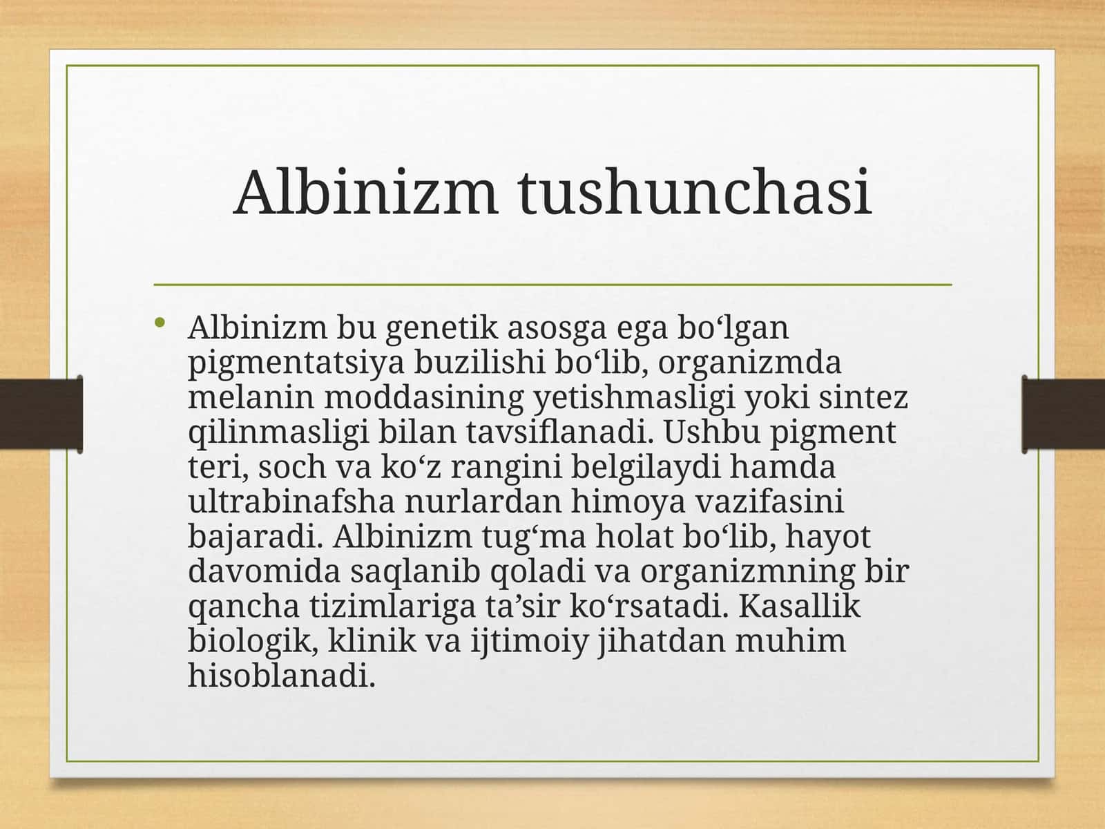 Albinizm tushunchasi