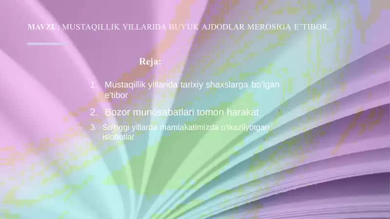 MUSTAQILLIK YILLARIDA BUYUK AJDODLAR MEROSIGA EʼTIBOR.