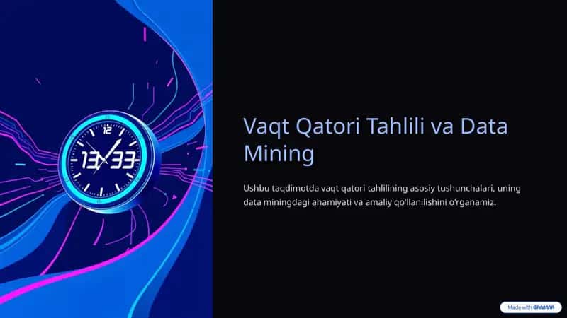 Vaqt Qatori Tahlili va Data Mining
