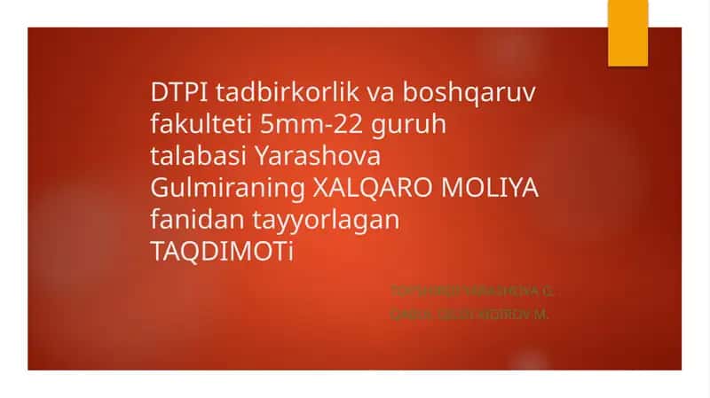 XALQARO MOLIYA TAQDIMOTi