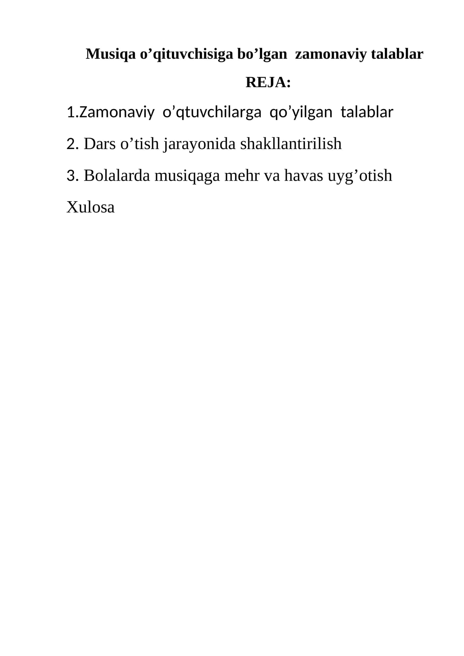 Zamonaviy o’qituvchisiga bo’lgan talablar