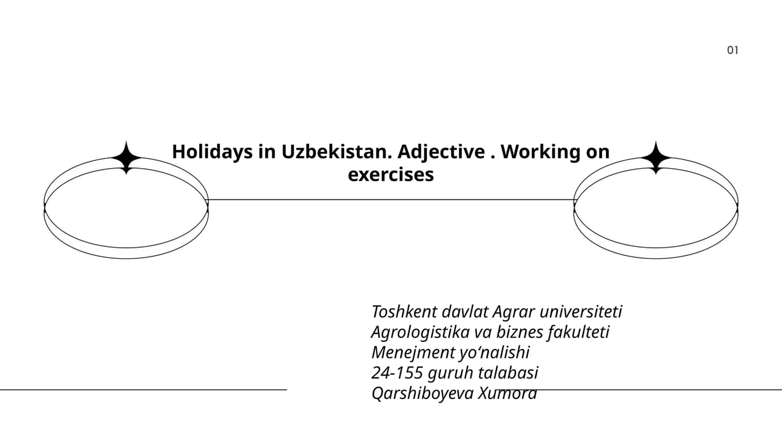 Holidays in Uzbekistan. Adjective. Working on exercises