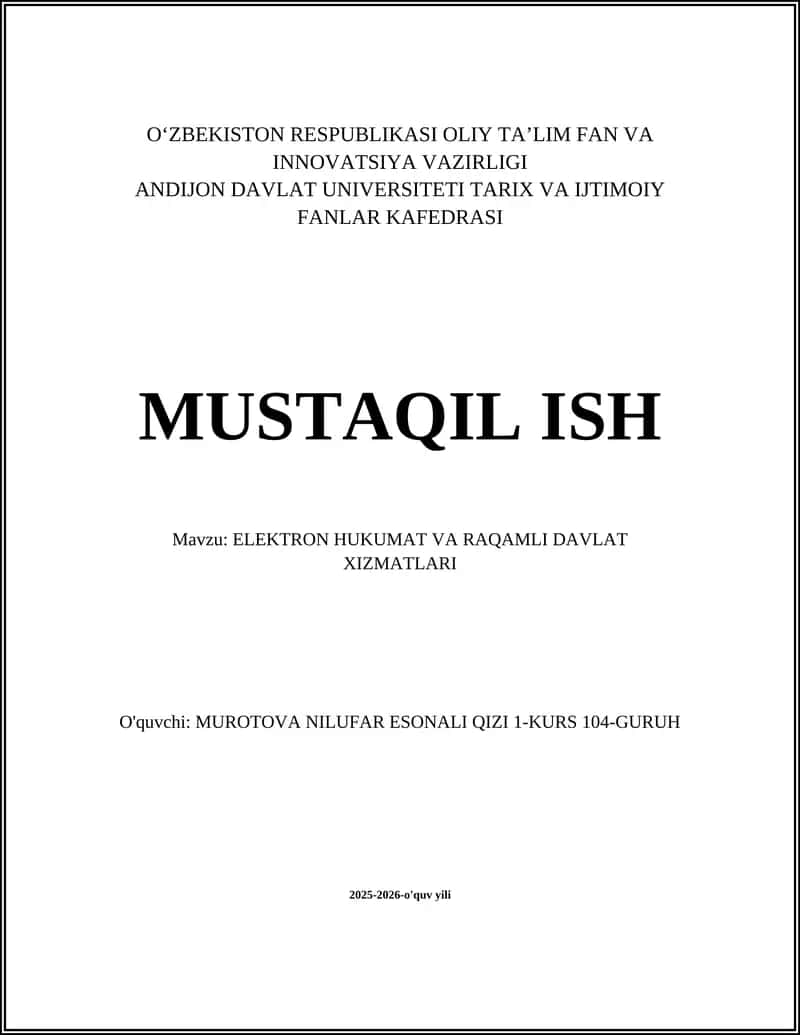 ELEKTRON HUKUMAT VA RAQAMLI DAVLAT XIZMATLARI