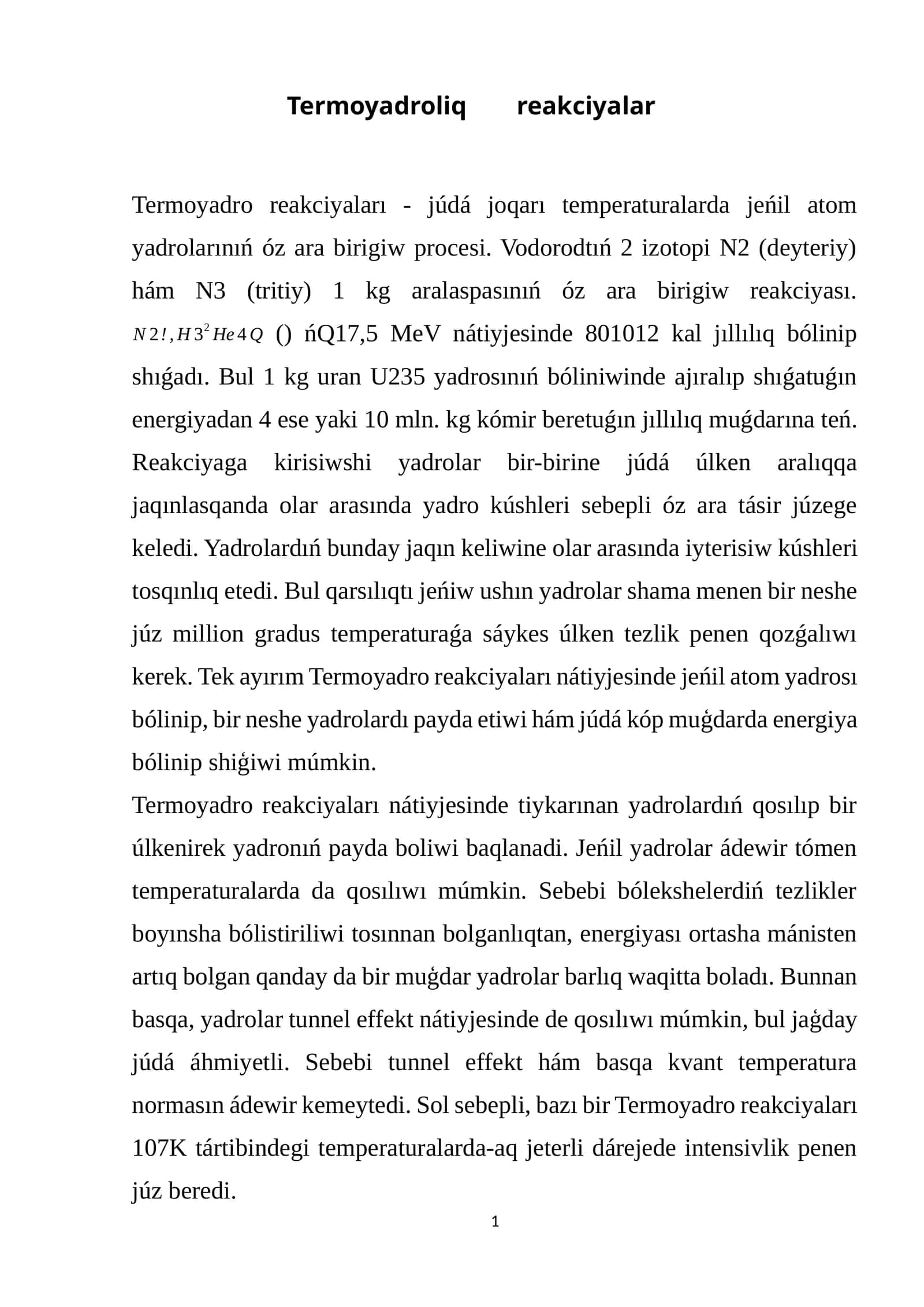 Termoyadroviy reakciyalar