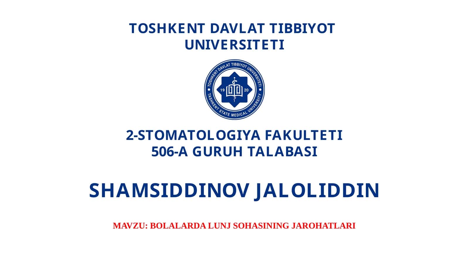 BOLALARDA LUNJ SOHASINING JAROHATLARI