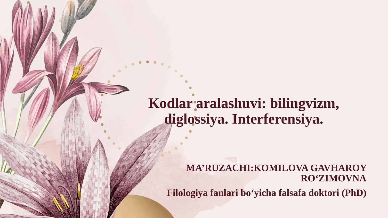 Kodlar aralashuvi bilingvizm, diglossiya. Interferensiya.