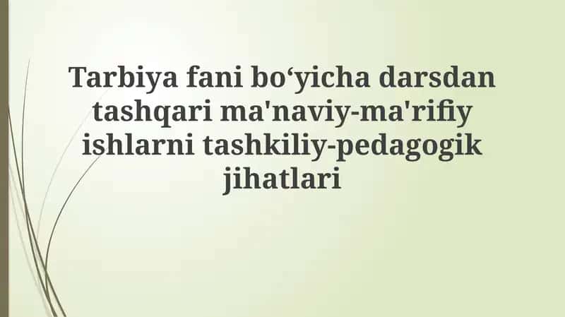 Ma'naviy-ma'rifiy ishlar
