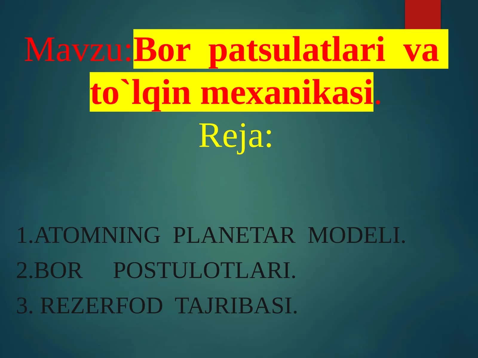 Bor  patsulatlari  va  to`lqin  mexanikasi.
