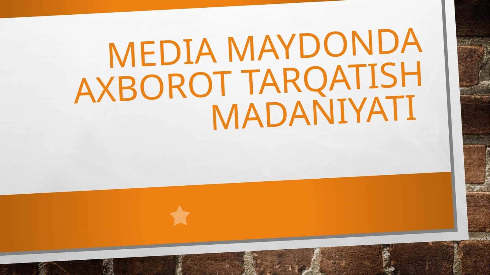 Mediamaydon da axborot-tarqatish madaniyati