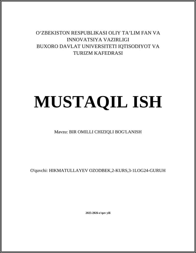 BIR OMILLI CHIZIQLI BOG'LANISH