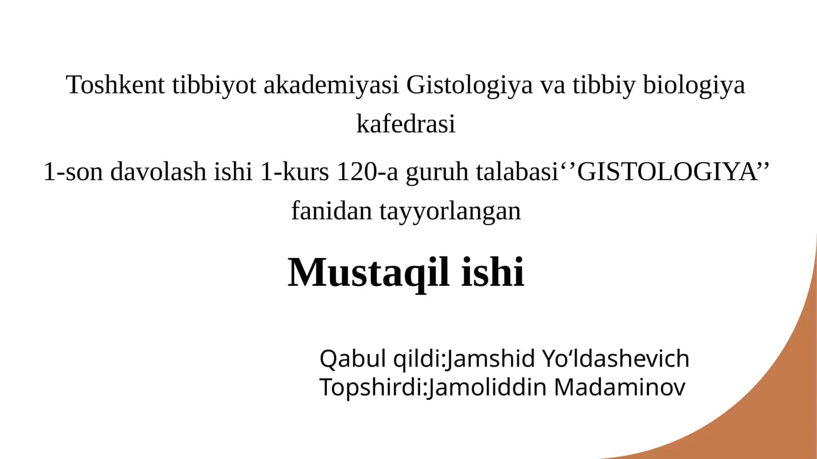 Gistologiya va Tibbiy Biologiya