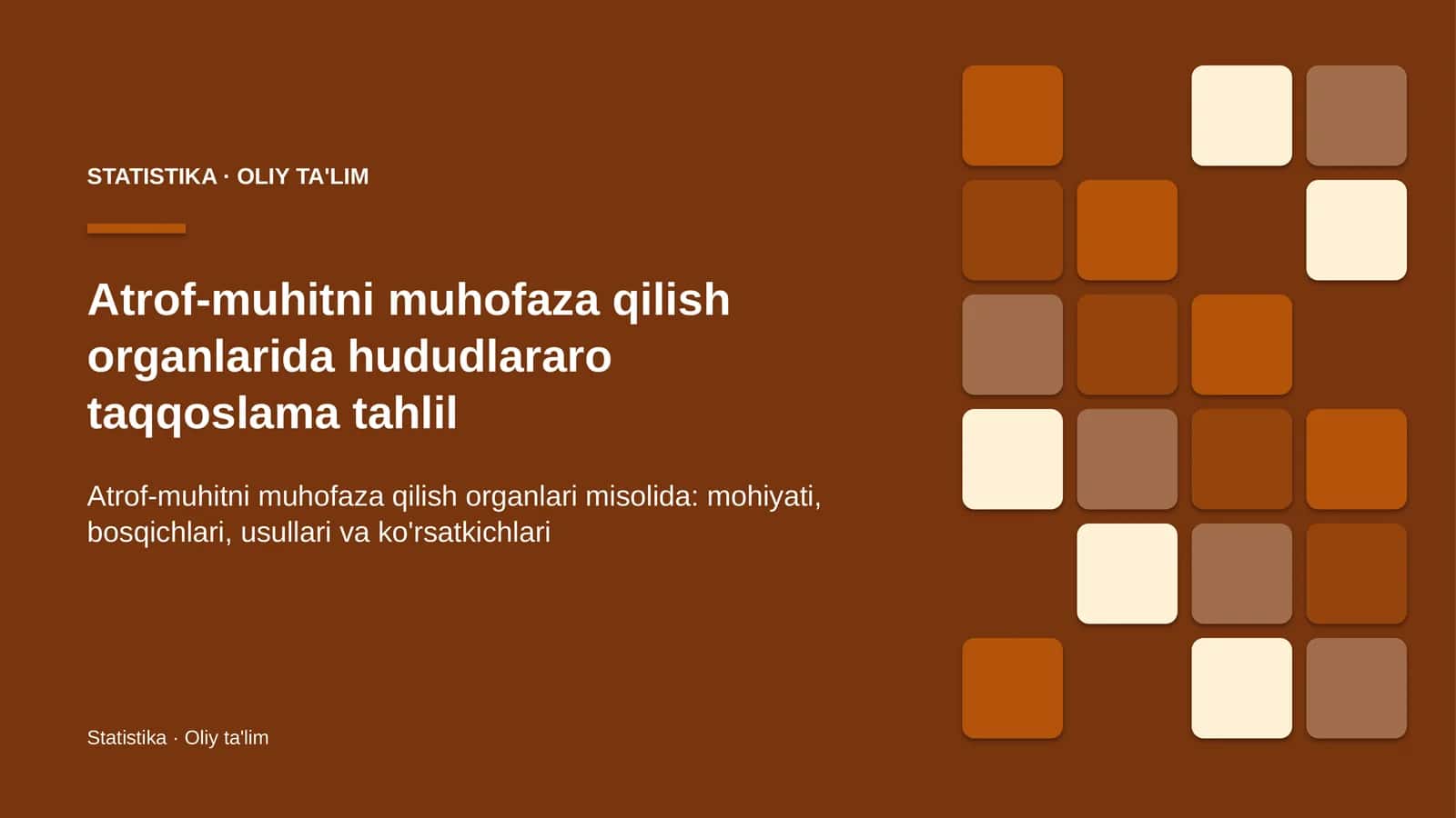 Atrof-muhitni muhofaza qilish organlarida hududlararo taqqoslama tahlil