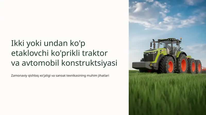 Etaklovchi ko'prikli traktor va avtomobil konstruktsiyasi