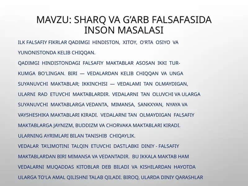 Sharqqa g'arbiy falsafa masalasi