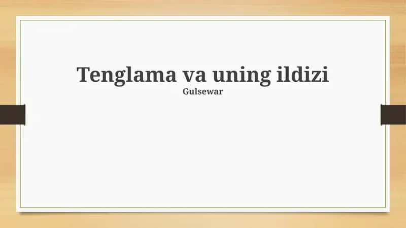 Tenglama va uning ildizi
