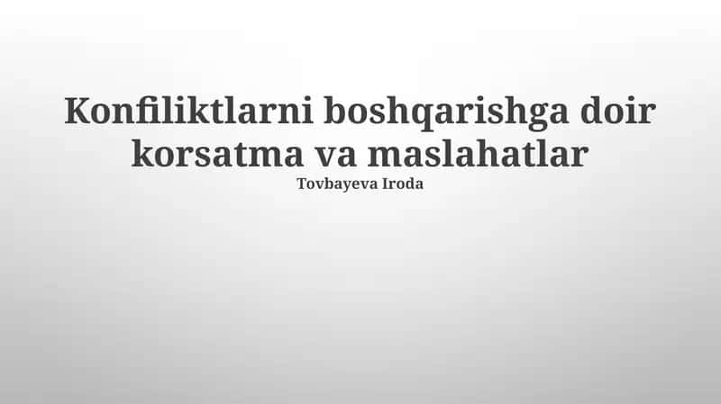 Mojarolarni boshqarish bo'yicha qo'llanma
