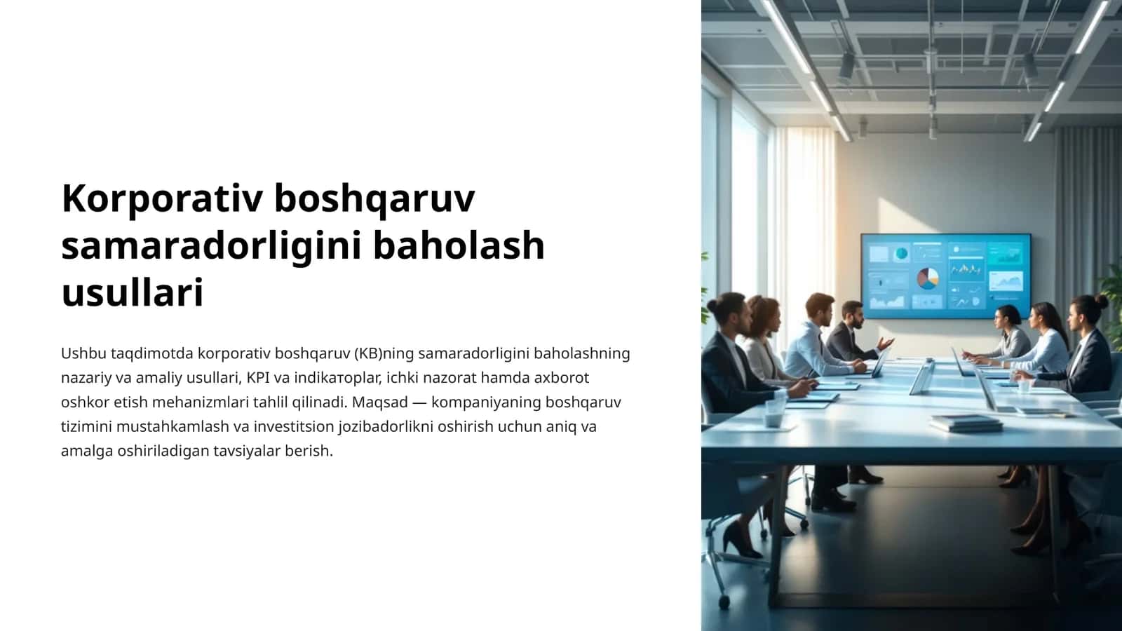 Korporativ boshqaruv samaradorligini baholash usullari