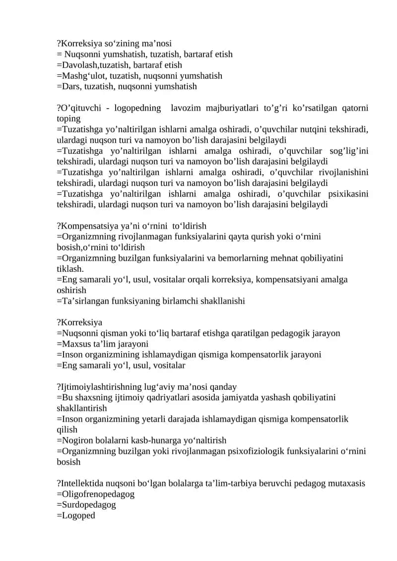 Korreksiya so‘zining ma’nosi