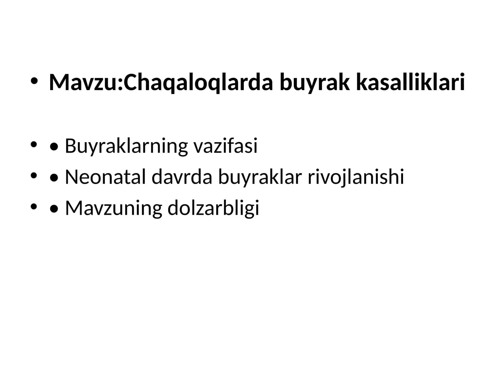 Chaqaloqlar buyrak kasalliklari