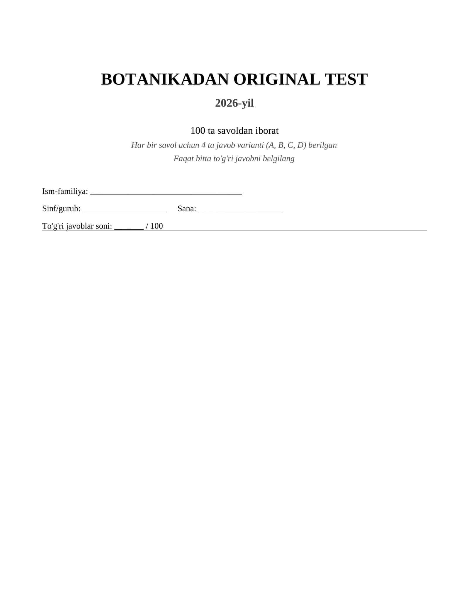 BOTANIKADAN ORIGINAL TEST