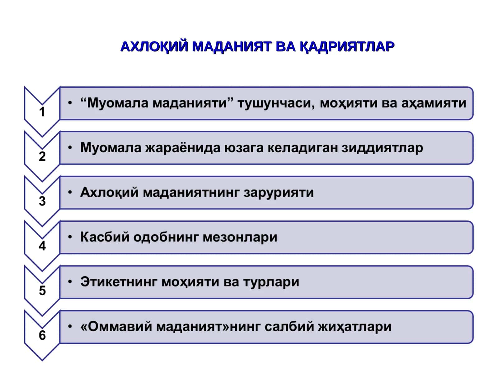 АХЛОҚИЙ МАДАНИЯТ ВА ҚАДРИЯТЛАР