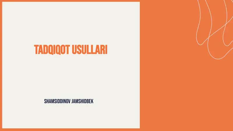 Tadqiqot usullari