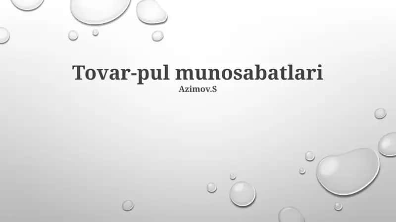 Tovar-pul munosabatlari