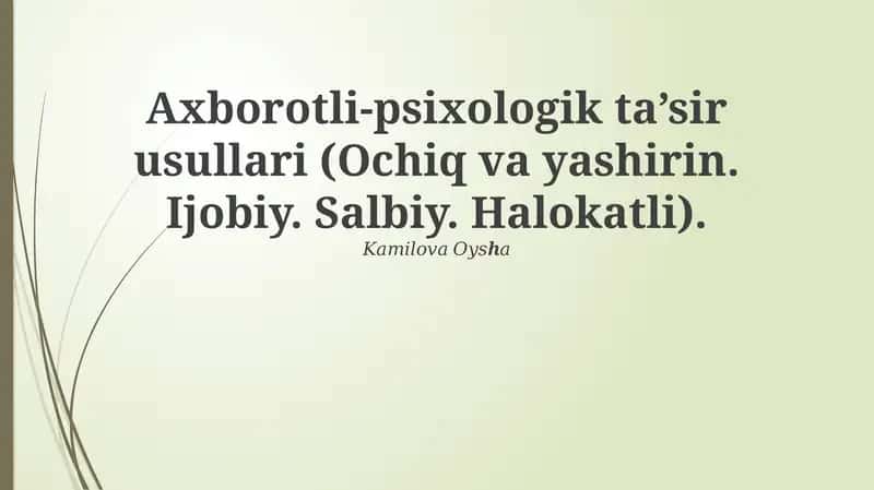 Axborotli-psixologik ta’sir usullari