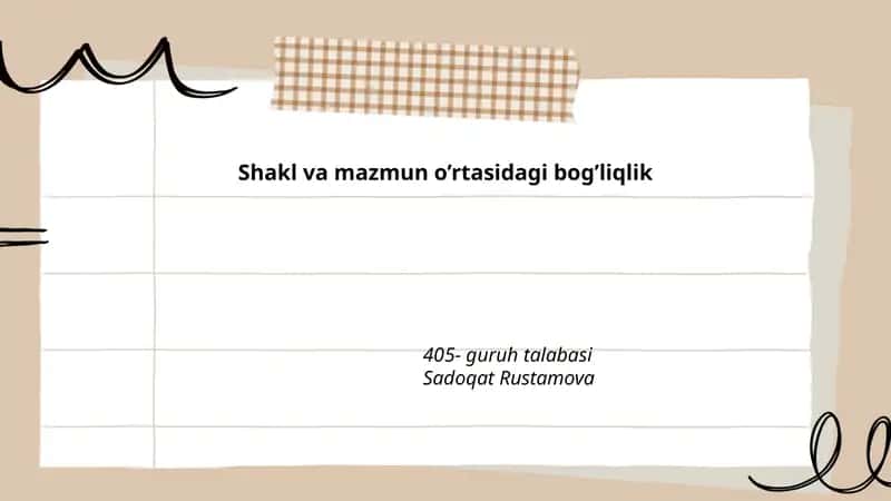 Shakl va mazmun o’rtasidagi bog’liqlik