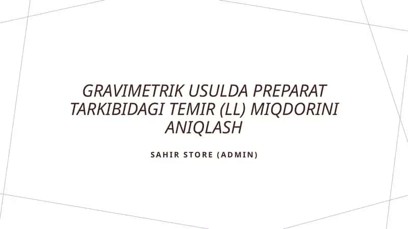Gravimetrik Tahlil Usuli