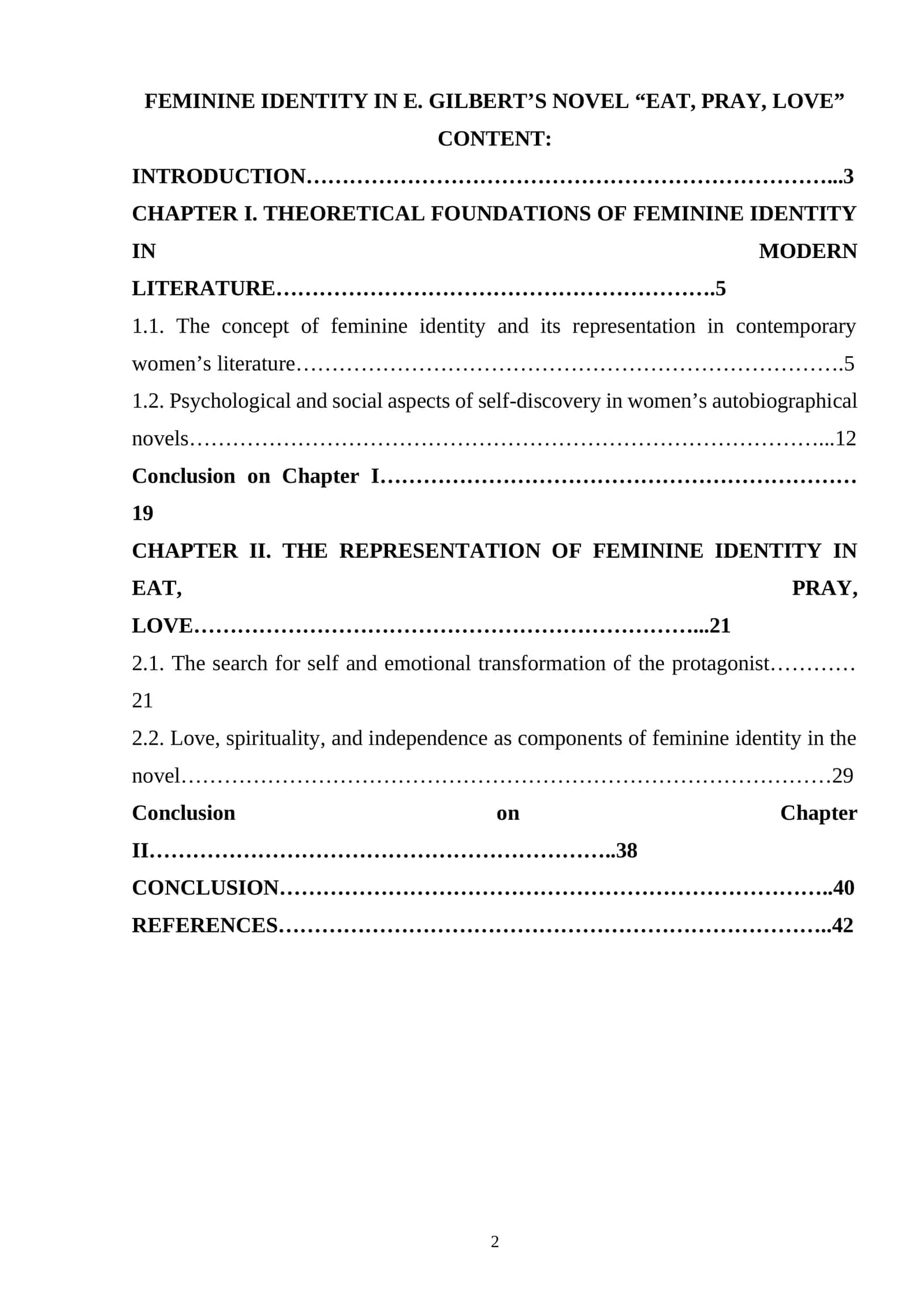FEMININE IDENTITY IN E. GILBERT’S NOVEL “EAT, PRAY, LOVE”