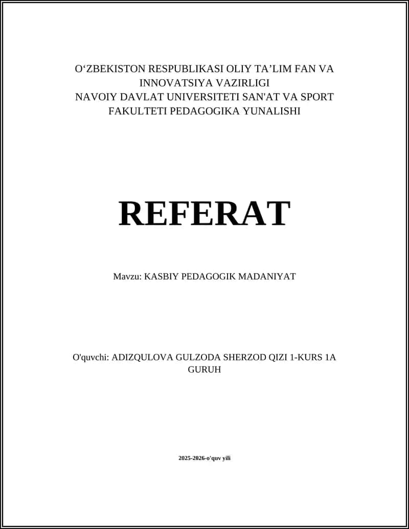 Kasbiy pedagogik madaniyat