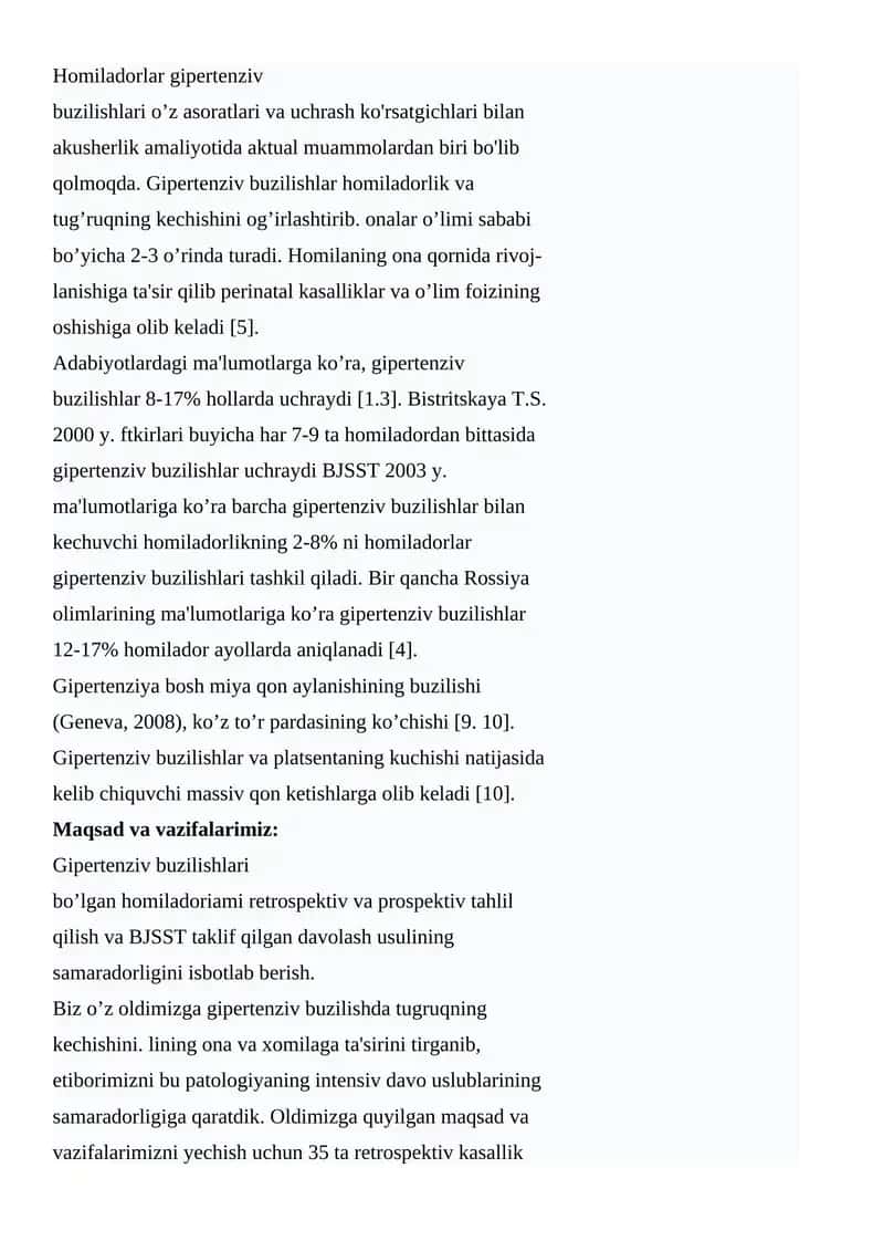 Gipertenziv buzilishlar