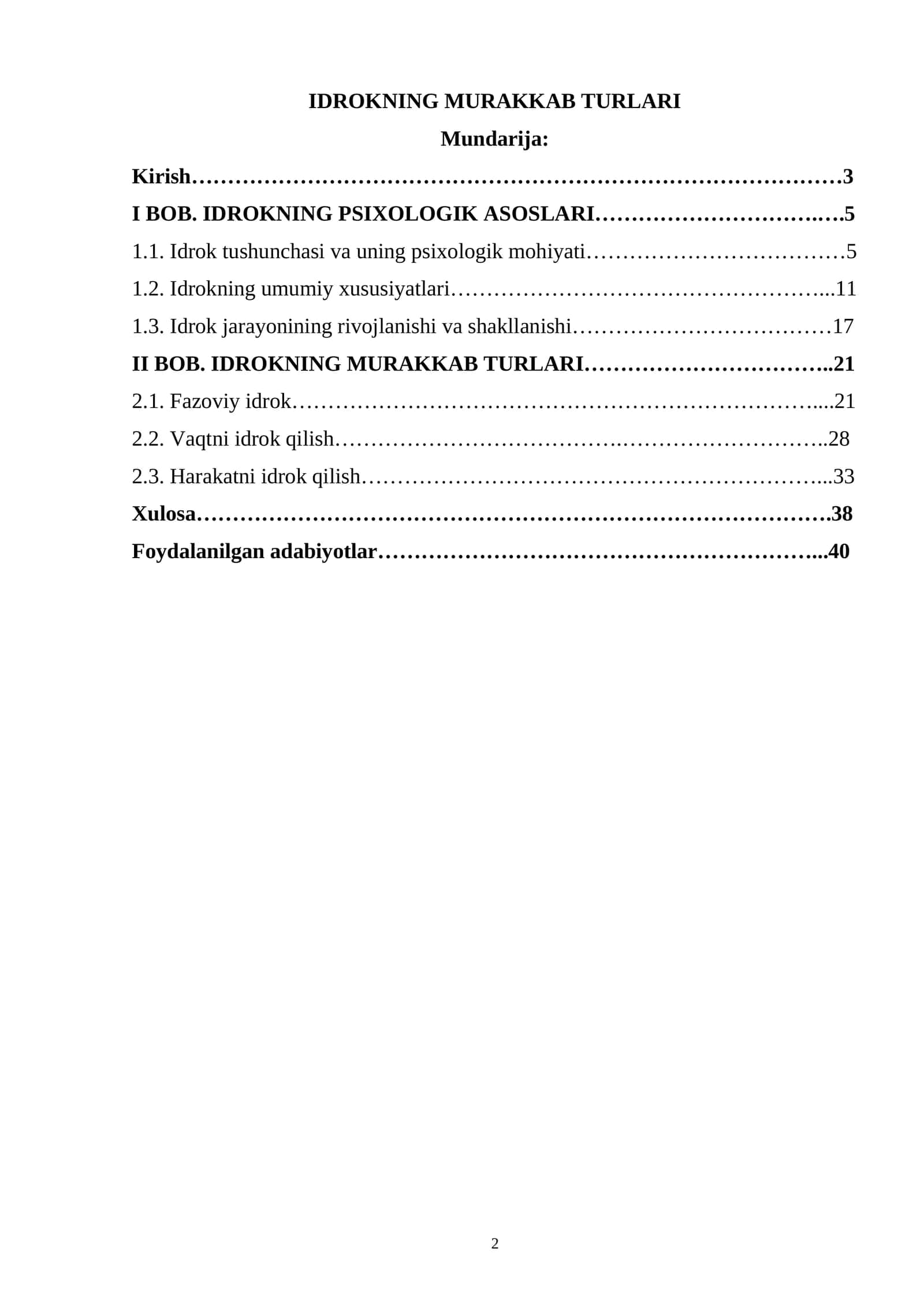 IDROKNING MURAKKAB TURLARI