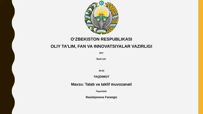 Talab va Taklif muvozanati