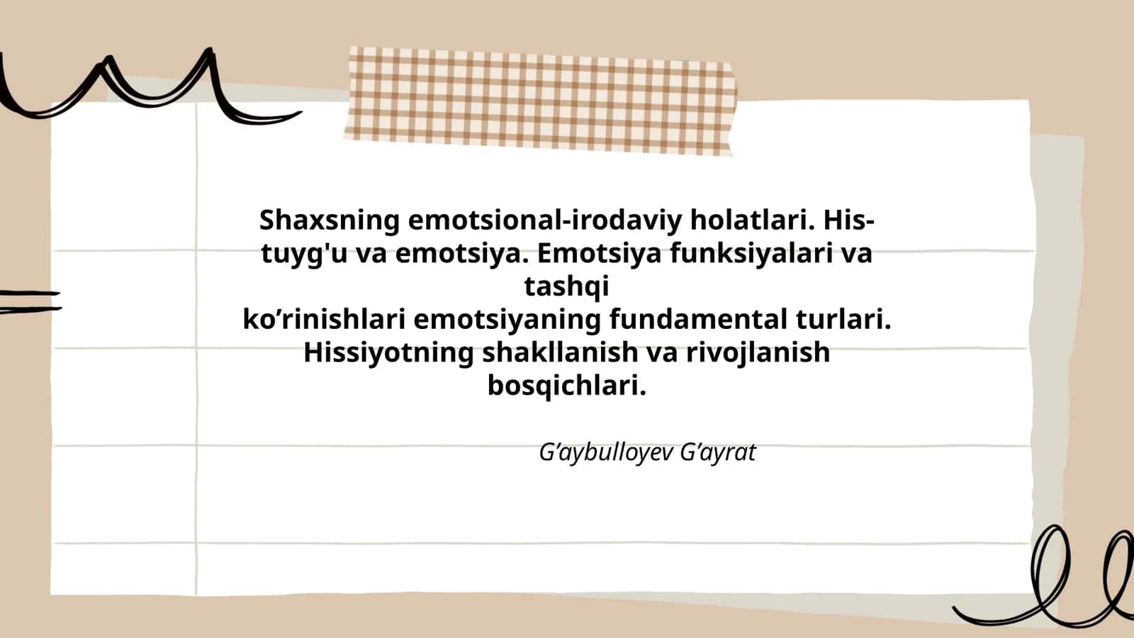 Shaxsning emotsional-irodaviy holatlari