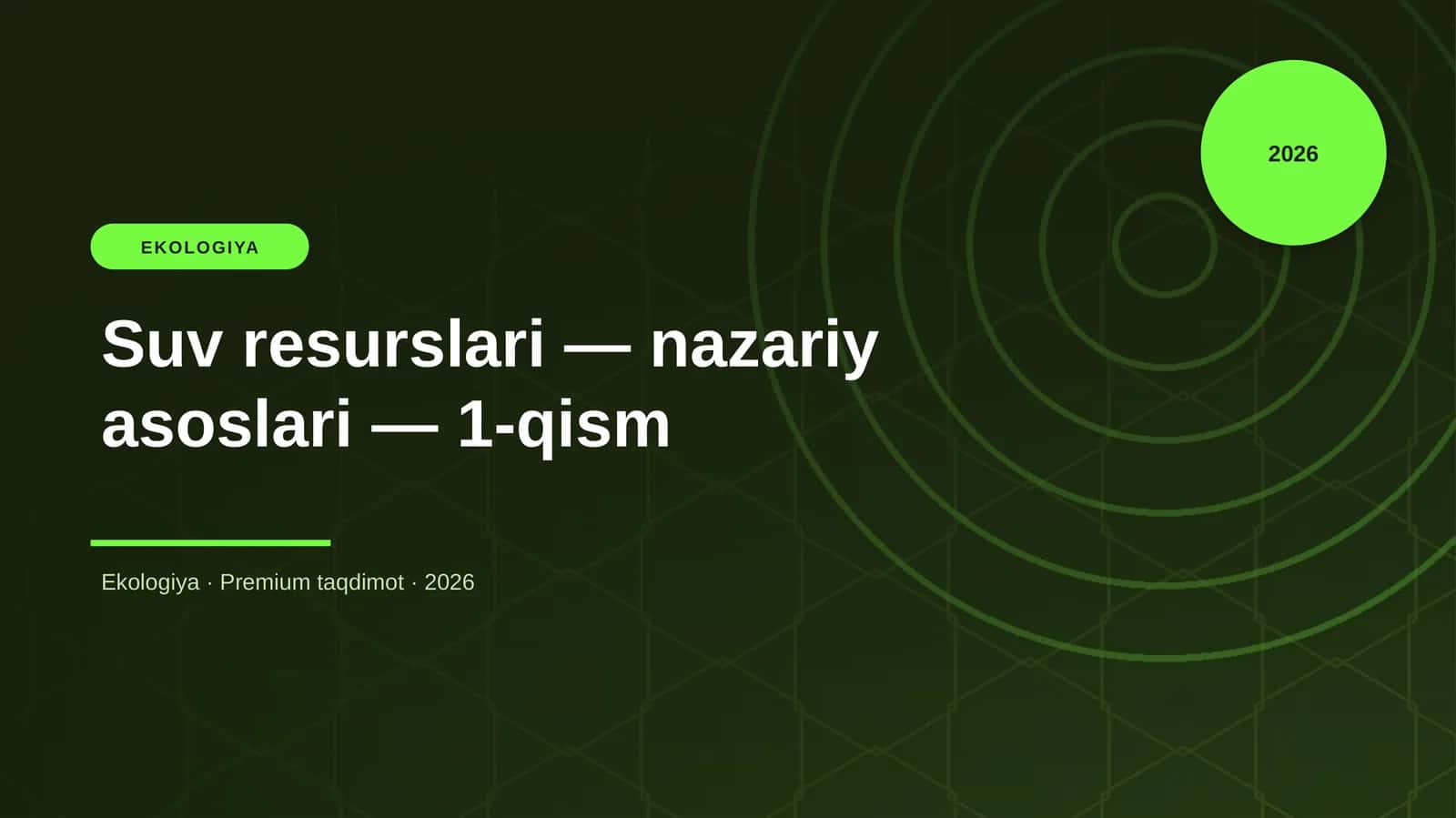 Suv resurslari — nazariy asoslari — 1-qism