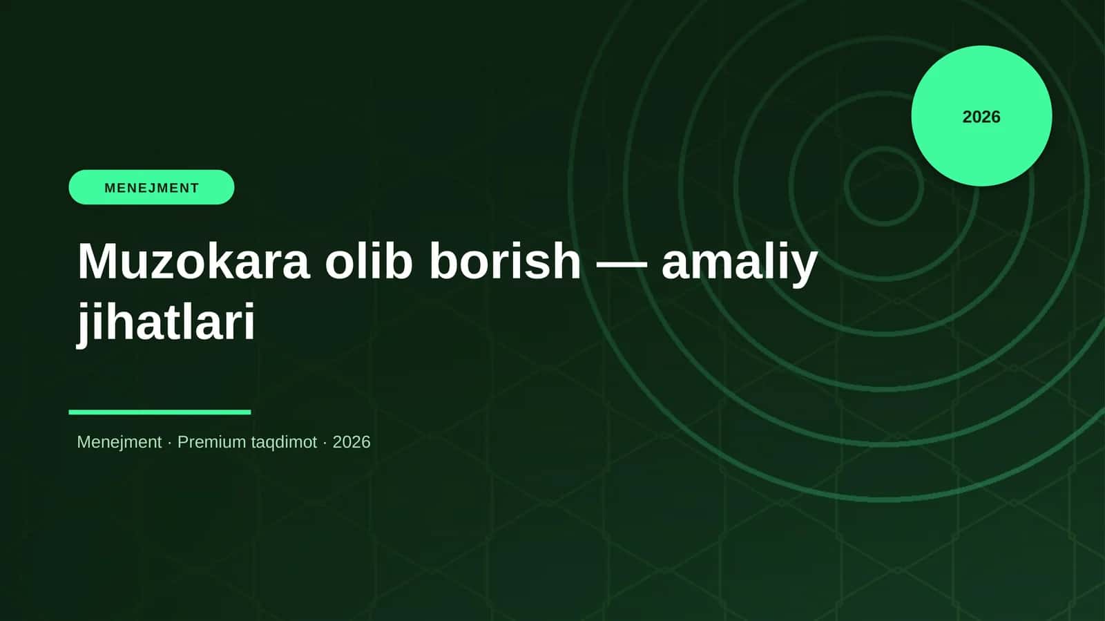Muzokara olib borish — amaliy jihatlari