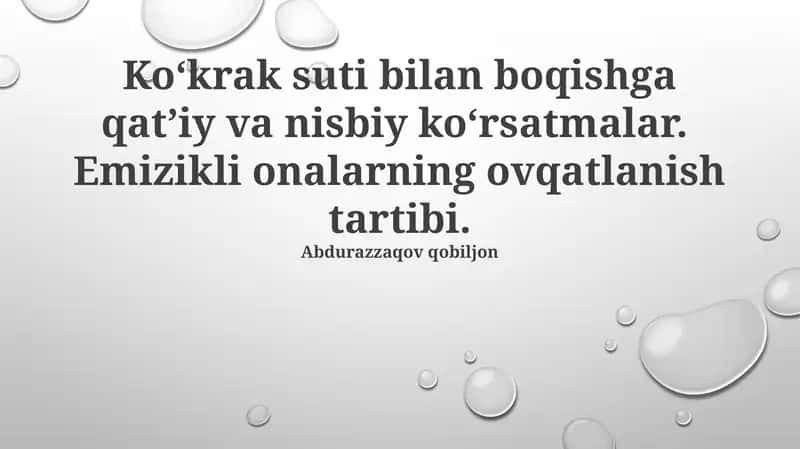 Emizikli bolalar uchun ovqatlanish tartibi